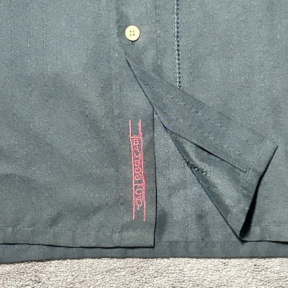 Bamboo Cay Men's Lg Black Hawaiian Camp Shirt Embroidered Bird‎ of Paradise - Picture 5 of 11